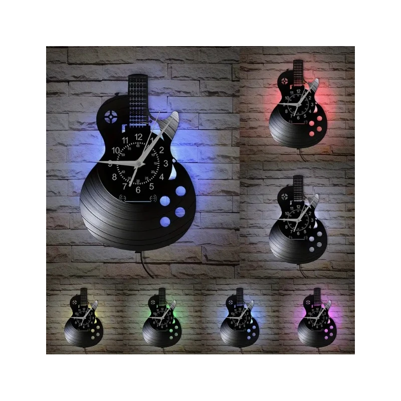 LP clock Guitar Gibson Les Paul / vinyl wall clock with LED lighting