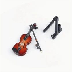 violon fait main (marron) avec archet, étui à violon et support environ 8 cm