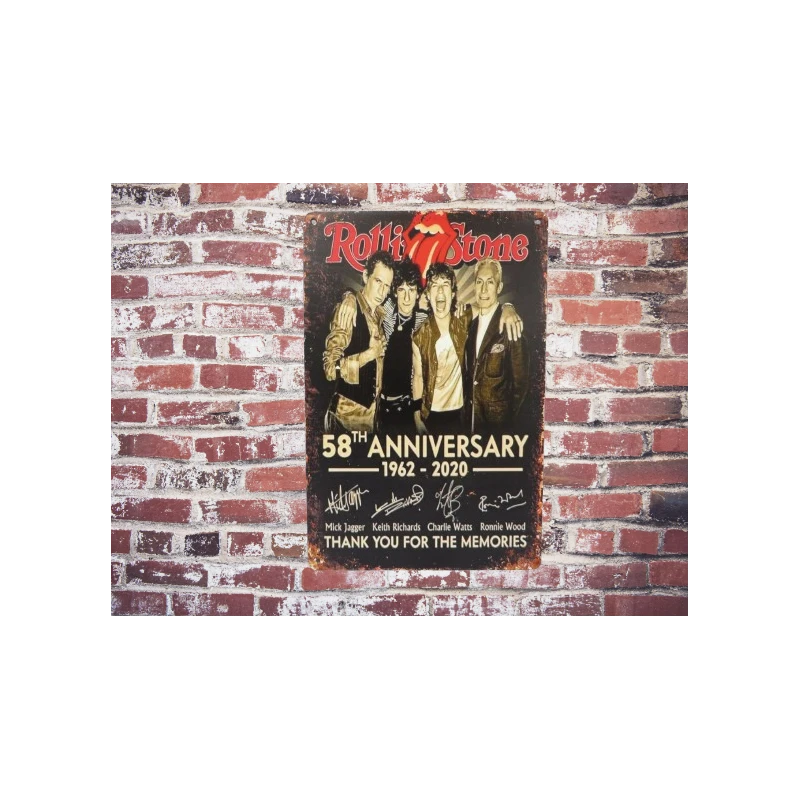 Wandschild Rolling Stones "58 th anniversary" Vintage Retro - Mancave - Wanddekoration - Werbeschild - Metallschild