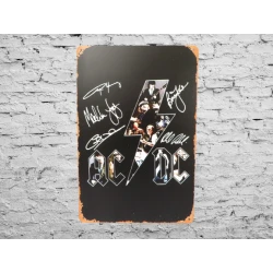 Wandbord  ACDC 'Signed' Vintage Retro - Mancave - Wand Decoratie - Reclame Bord - Metalen bord