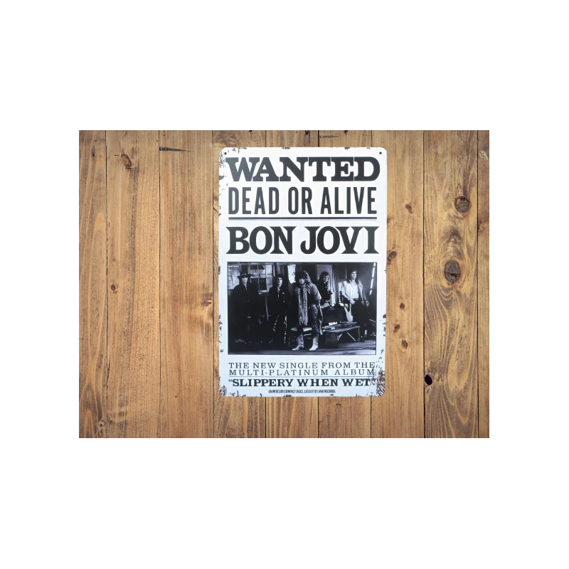 Wandbord Bon Jovi "Dead or Alive" - Vintage Retro - Mancave - Wand Decoratie - Reclame Bord - Metalen bord