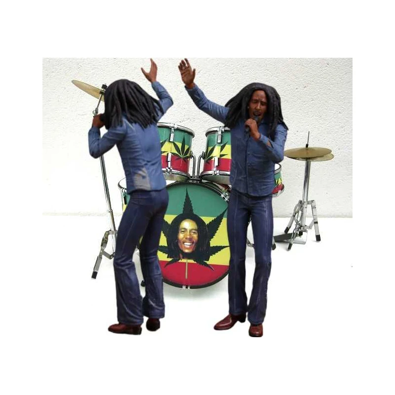 BOB MARLEY  miniatuur drumstel met beeldje  (18 cm)