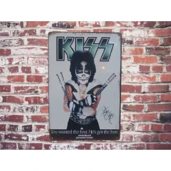 Wandbord  PETER CRISS met handtekening KISS  - Vintage Retro - Mancave - Wand Decoratie - Reclame Bord - Metalen bord
