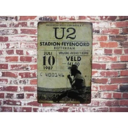 Wandbord  U2  'Stadion Feyenoord 1987" - Vintage Retro - Mancave - Wand Decoratie - Reclame Bord - Metalen bord