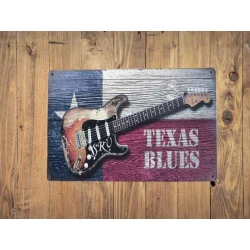Wandbord  TEXAS BLUES 'SRU' Vintage Retro - Mancave - Wand Decoratie - Reclame Bord - Metalen bord