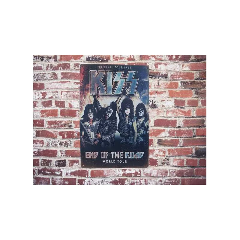 Wandbord  KISS 'End of the Road world tour' - Vintage Retro - Mancave - Wand Decoratie - Reclame Bord - Metalen bord