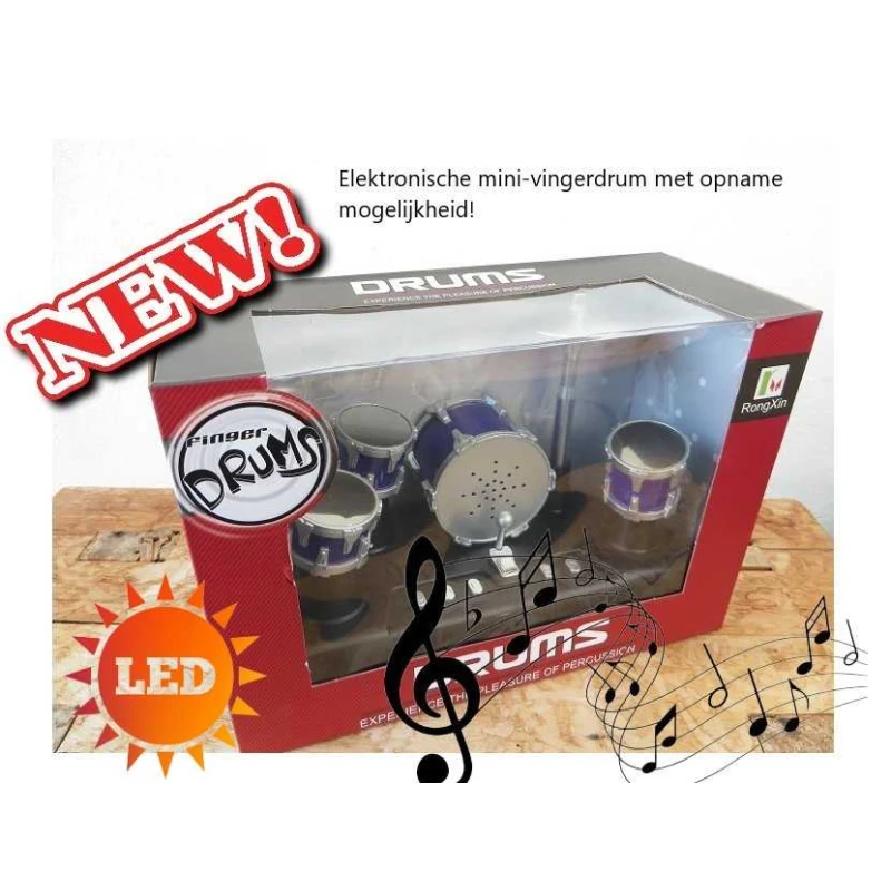 Elektrische mini-drumset, Elektronische micro vinger-drums met opnamefunctie