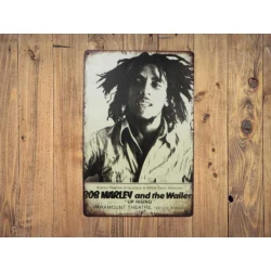Wandbord  BOB MARLEY  'Up Rising 1980' - Vintage Retro - Mancave - Wand Decoratie - Reclame Bord - Metalen bord