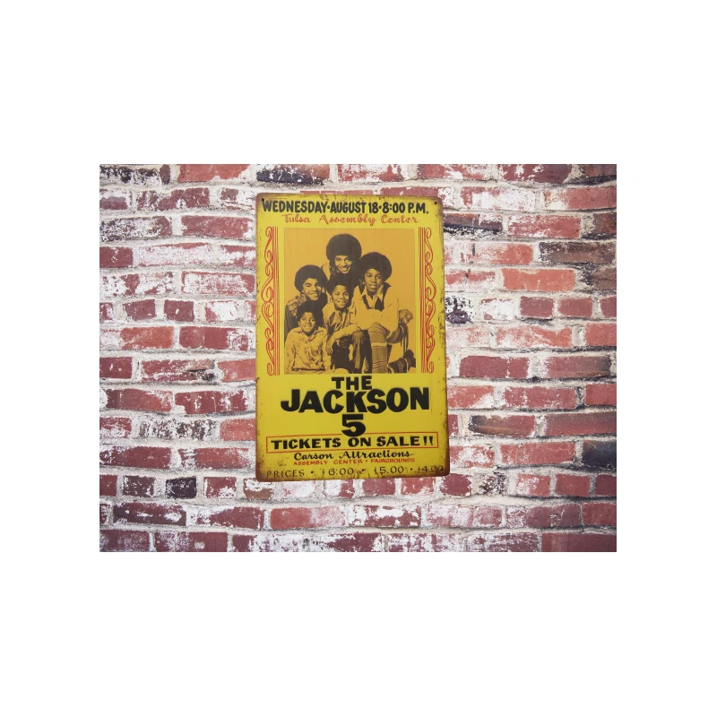 Metal Wall Sign THE JACKSON 5 "Tulsa 18 Aug 1971" - Vintage Retro - Mancave - Wall Decoration - Advertising Sign - Metal sign