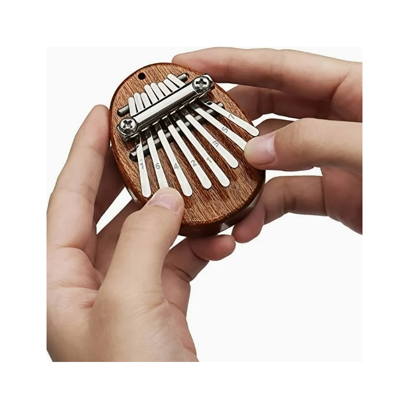 8 Key Mini Kalimba (High Quality) on solid wooden platter