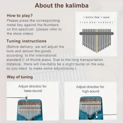 17-Key Perfect Gauntlets (thumb) Piano Mahogany BLUE Kalimba Portable (mahogany flower version)