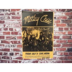 Wandbord MÖTLEY CRÜE "girls, girls, girls Tour" Vintage Retro - Mancave - Wand Decoratie - Reclame Bord - Metalen bord